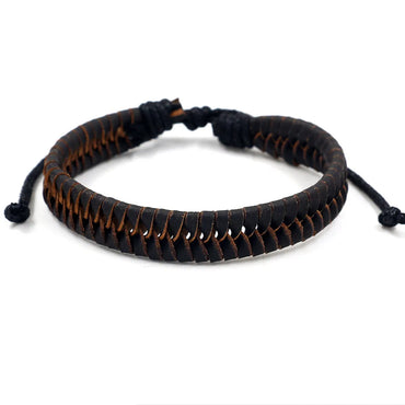 Fashion Solid Color Leather Braid Unisex Bracelets