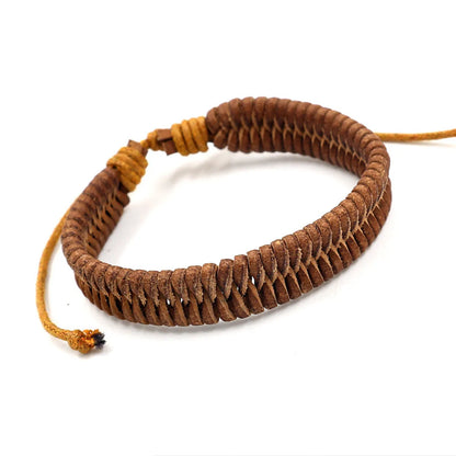 Fashion Solid Color Leather Braid Unisex Bracelets