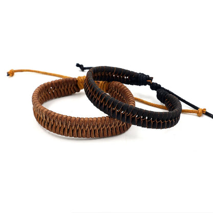 Fashion Solid Color Leather Braid Unisex Bracelets