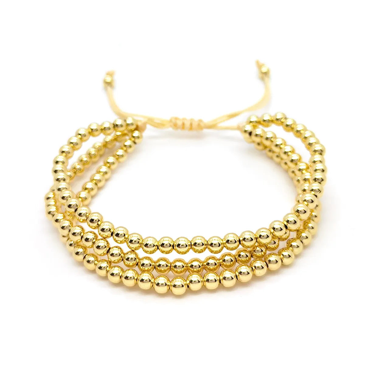 1 Piece Fashion Solid Color Metal Beaded Knitting Plating Gold Plated Women's Bracelets