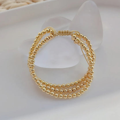 1 Piece Fashion Solid Color Metal Beaded Knitting Plating Gold Plated Women's Bracelets