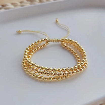 1 Piece Fashion Solid Color Metal Beaded Knitting Plating Gold Plated Women's Bracelets