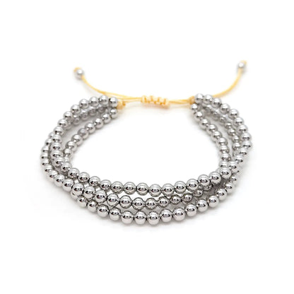 1 Piece Fashion Solid Color Metal Beaded Knitting Plating Gold Plated Women's Bracelets