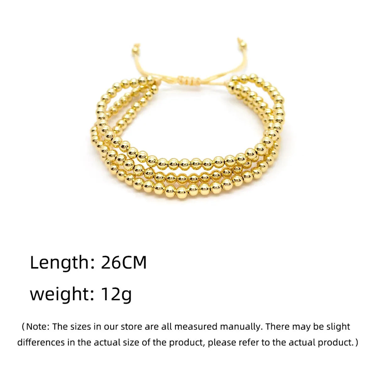 1 Piece Fashion Solid Color Metal Beaded Knitting Plating Gold Plated Women's Bracelets