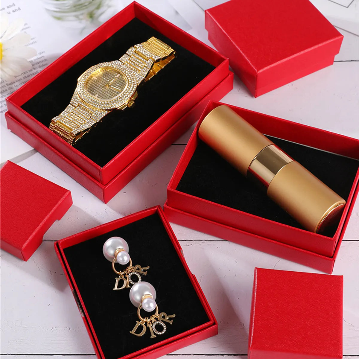 1 Piece Fashion Solid Color Paper Jewelry Boxes