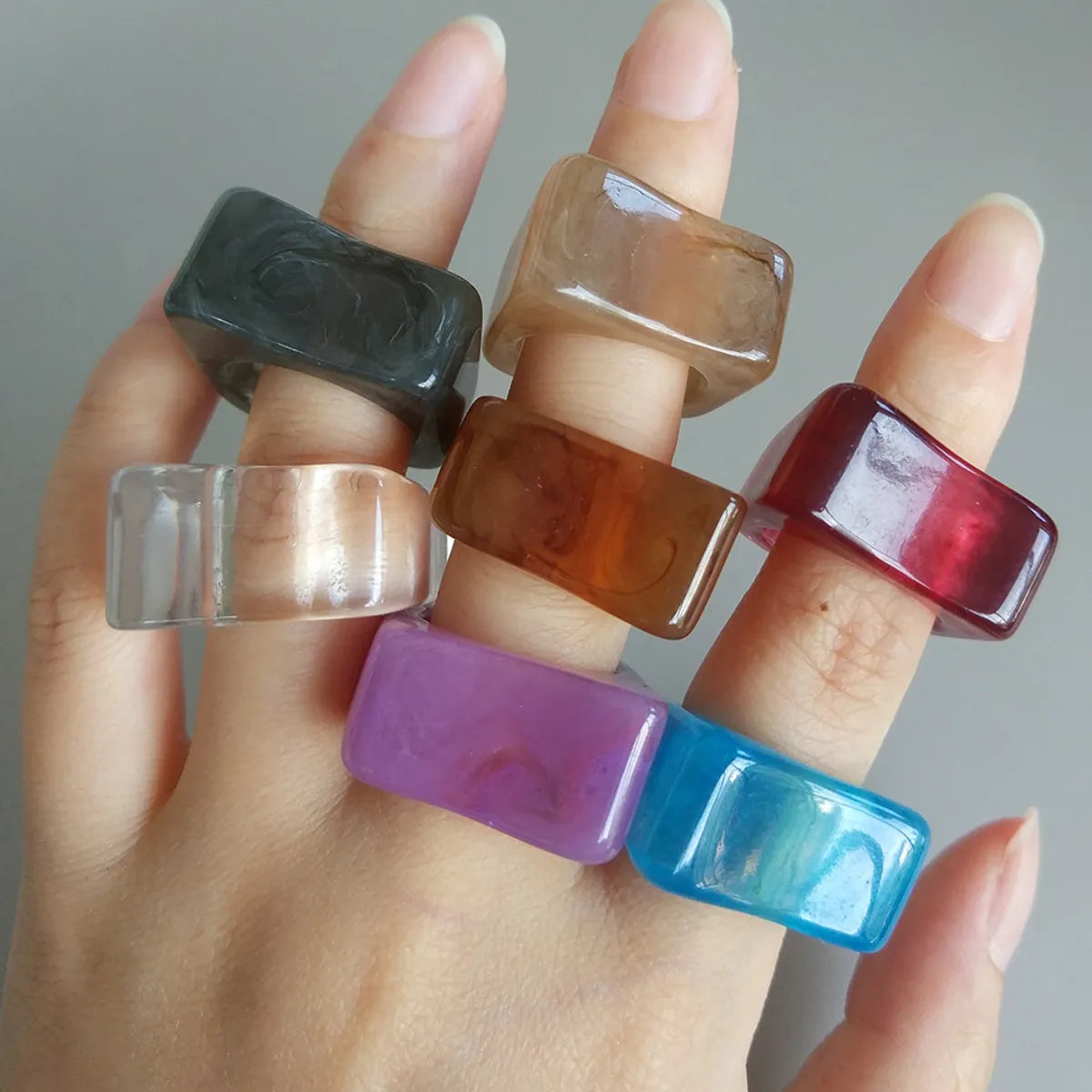 1 Piece Fashion Solid Color Plastic Stoving Varnish Women'S Rings