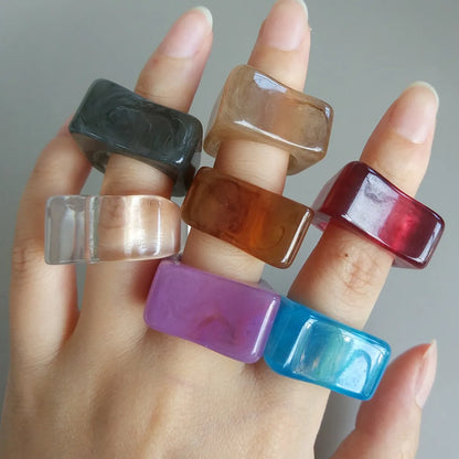 1 Piece Fashion Solid Color Plastic Stoving Varnish Women'S Rings