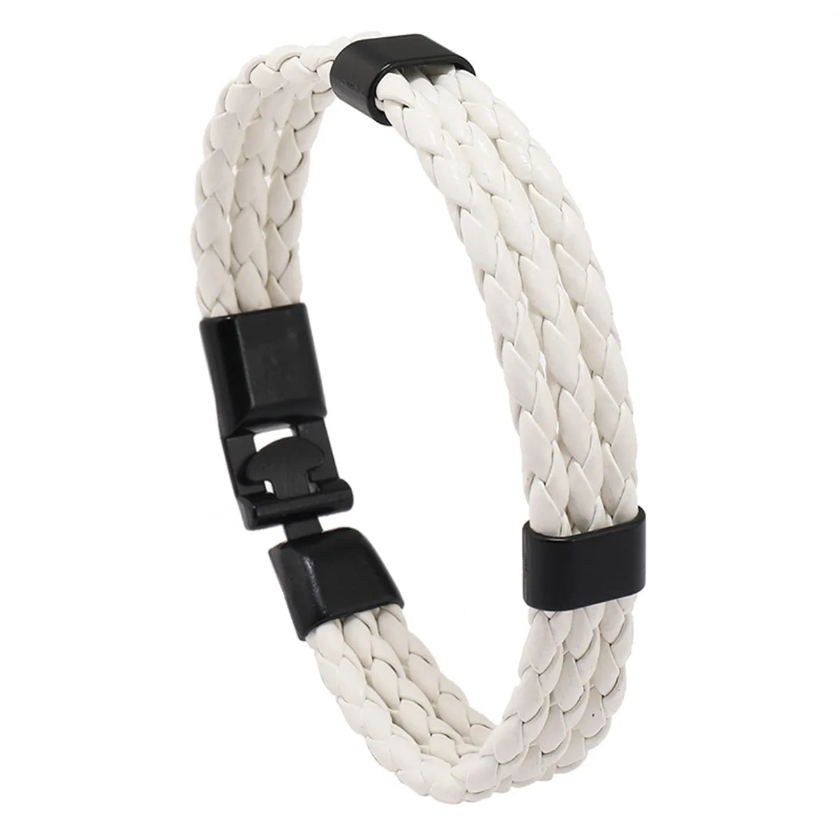 Fashion Solid Color Pu Leather Braid Men'S Bracelets