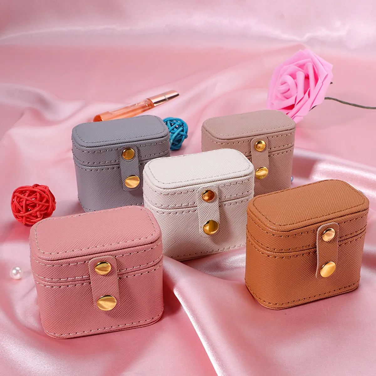 1 Piece Fashion Solid Color Pu Leather Jewelry Boxes