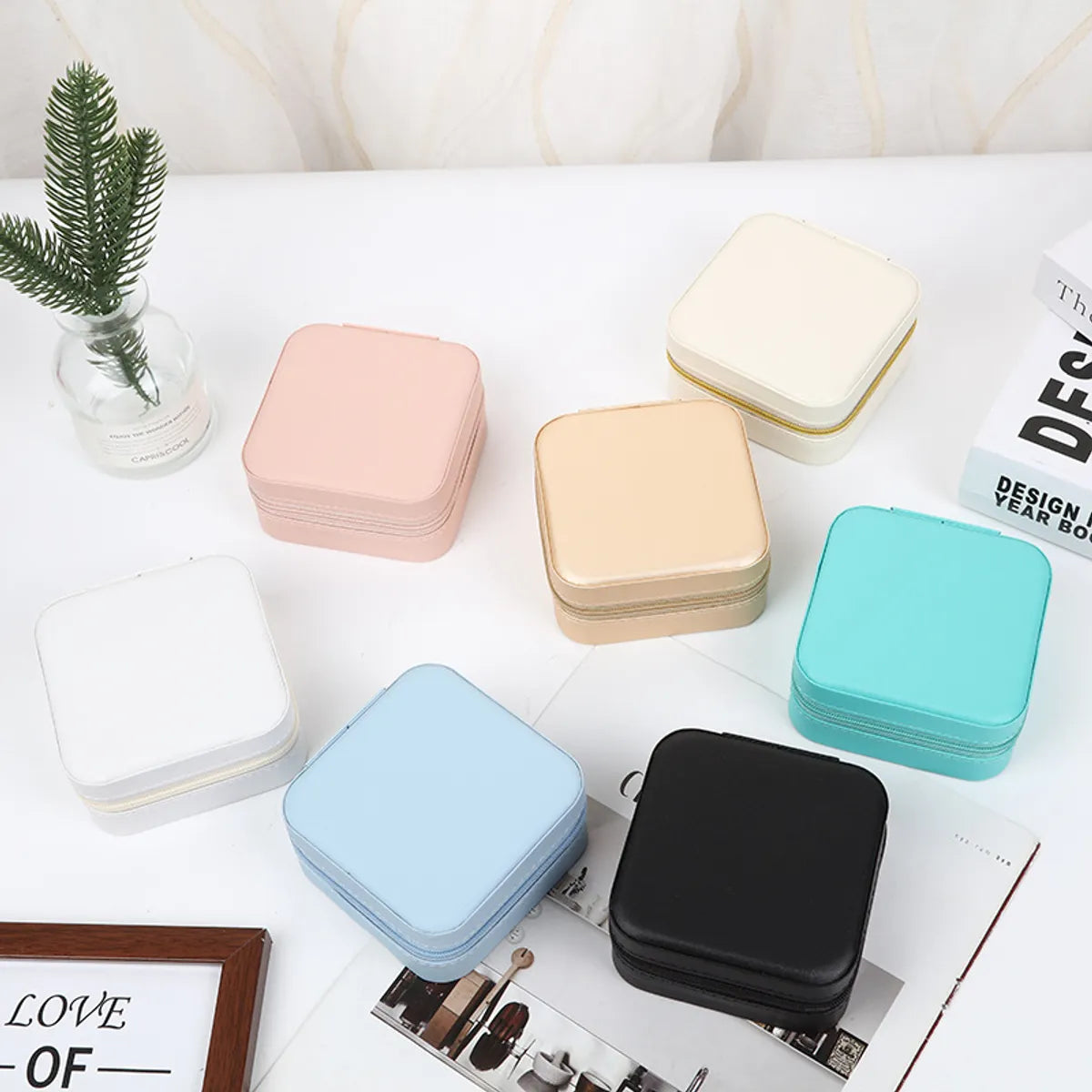 1 Piece Fashion Solid Color Pu Leather Jewelry Boxes