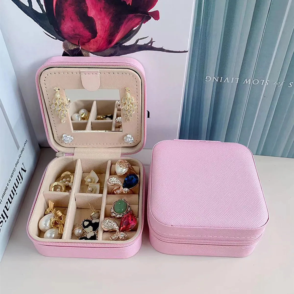 1 Piece Fashion Solid Color Pu Leather Jewelry Boxes