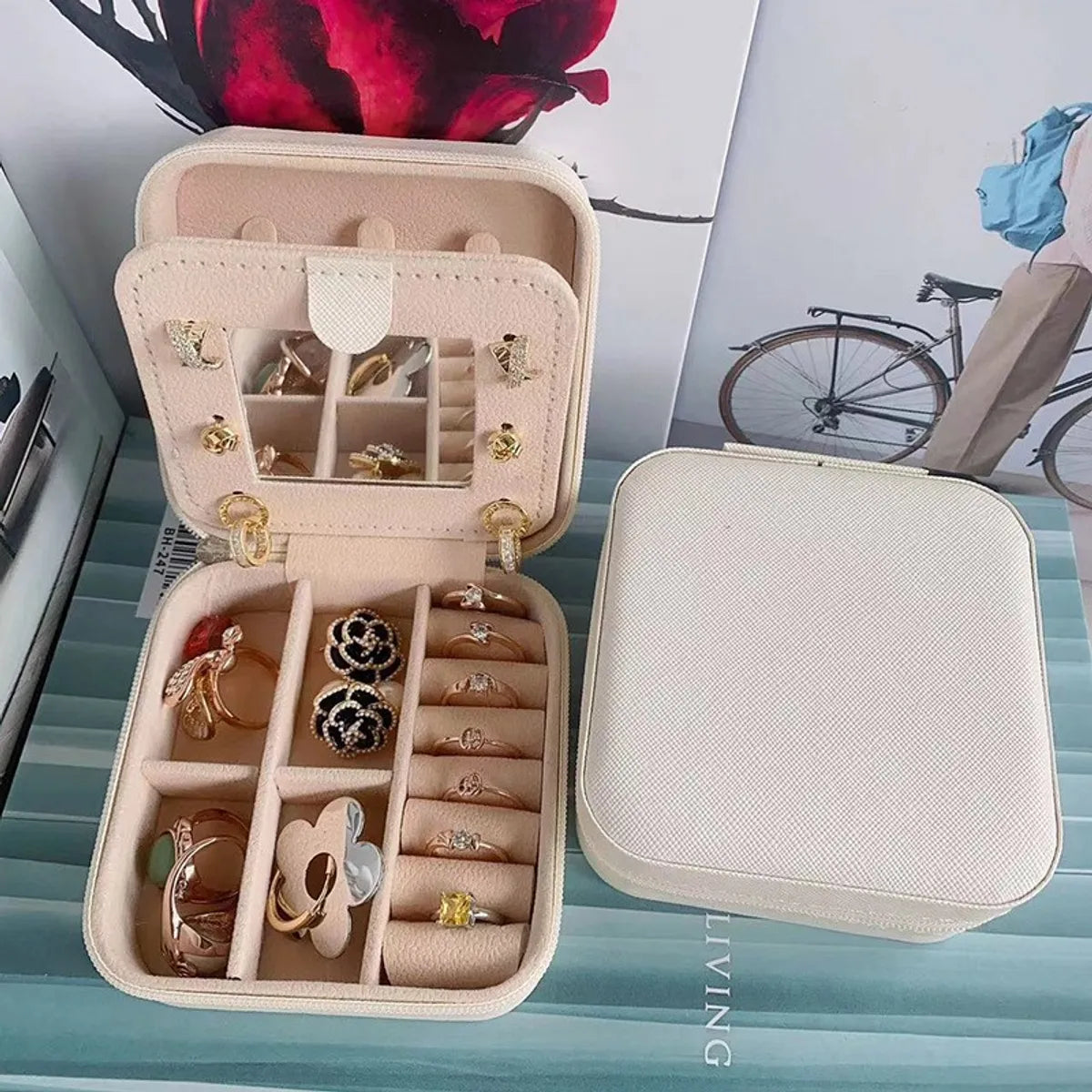 1 Piece Fashion Solid Color Pu Leather Jewelry Boxes