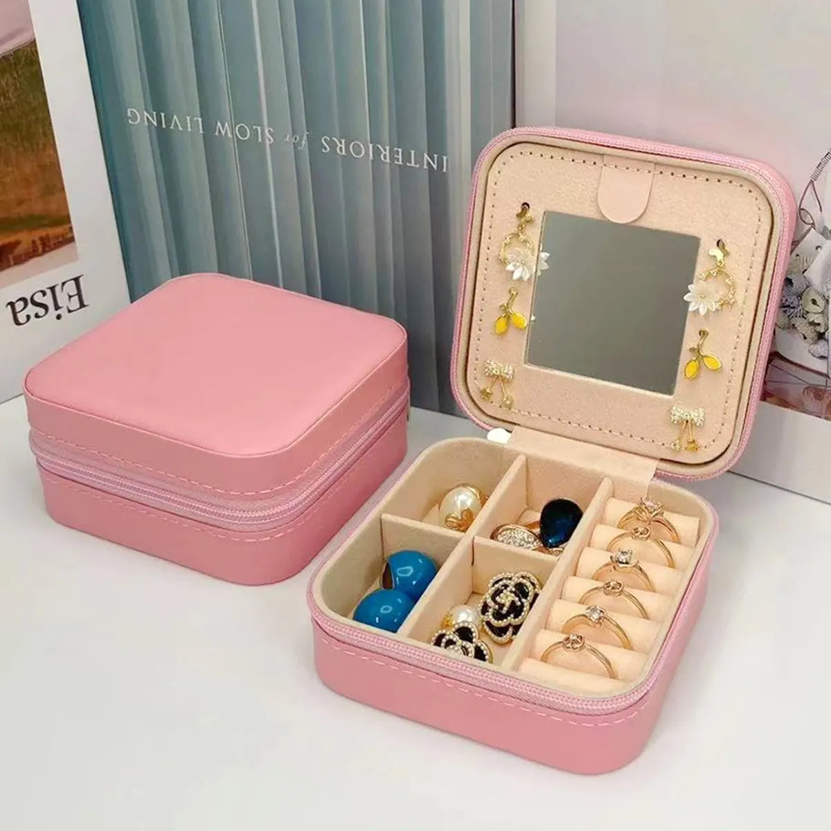 1 Piece Fashion Solid Color Pu Leather Jewelry Boxes