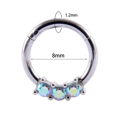 1 Piece Ear Cartilage Rings & Studs Fashion Solid Color 304 Stainless Steel G23 Titanium Stainless Steel Plating Inlay Synthetic Opal Rhinestones Zircon