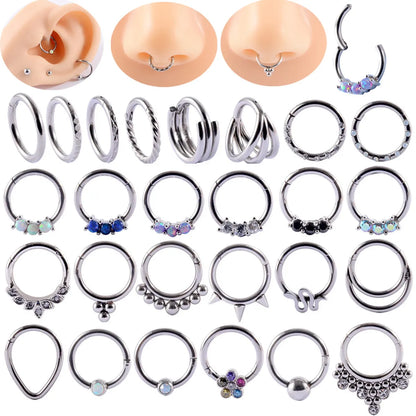 1 Piece Ear Cartilage Rings & Studs Fashion Solid Color 304 Stainless Steel G23 Titanium Stainless Steel Plating Inlay Synthetic Opal Rhinestones Zircon