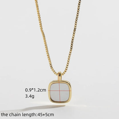 1 Piece Fashion Square Copper Plating Inlay Shell Pendant Necklace