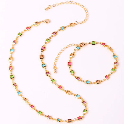 1 Piece Fashion Square Copper Plating Inlay Zircon Women's Bracelets Necklace