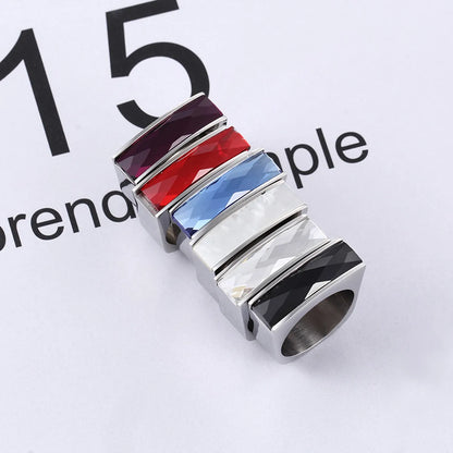 1 Piece Fashion Square Stainless Steel Polishing Glass Rings