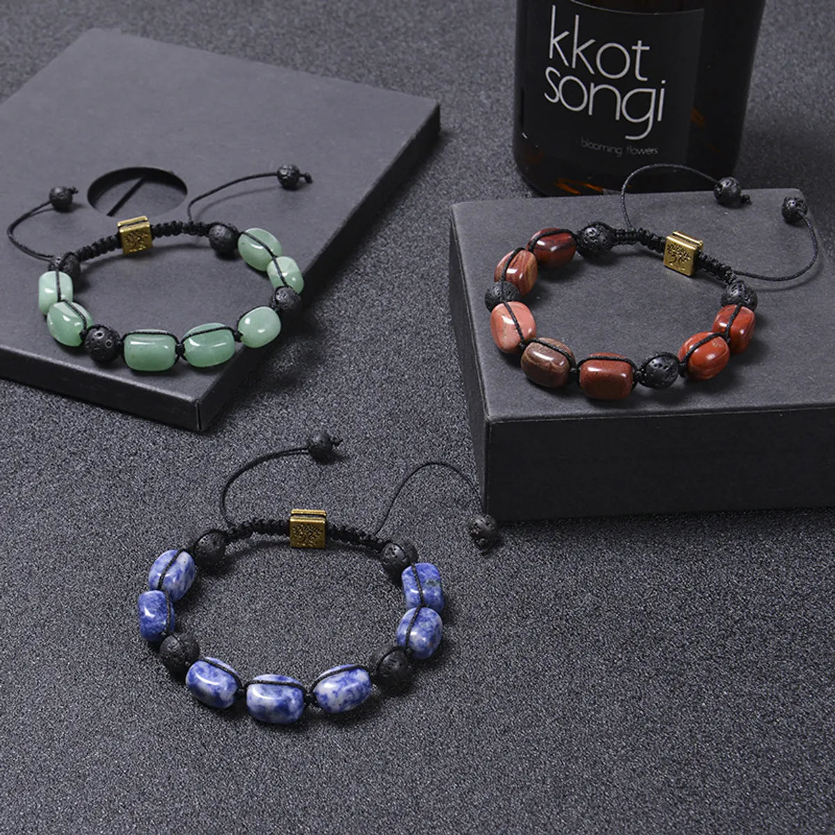 Fashion Square Tree Natural Stone Beaded Knitting Unisex Bracelets