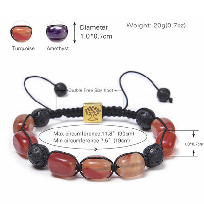 Fashion Square Tree Natural Stone Beaded Knitting Unisex Bracelets