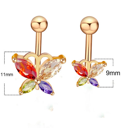 1 Piece Fashion Star Heart Shape Butterfly Stainless Steel Inlay Zircon Belly Ring