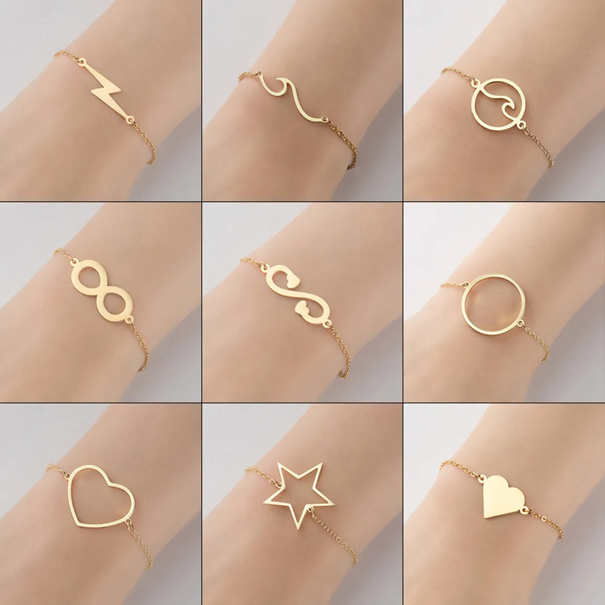 1 Piece Fashion Star Heart Shape Lightning Titanium Steel Bracelets