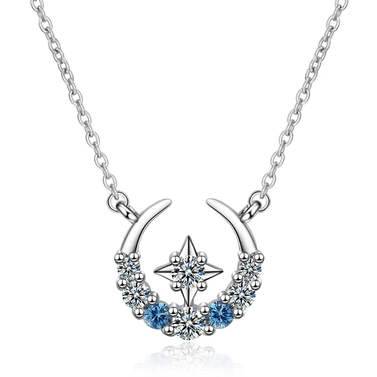 1 Piece Fashion Star Moon Water Droplets Copper Inlay Zircon Pendant Necklace