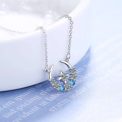 1 Piece Fashion Star Moon Water Droplets Copper Inlay Zircon Pendant Necklace