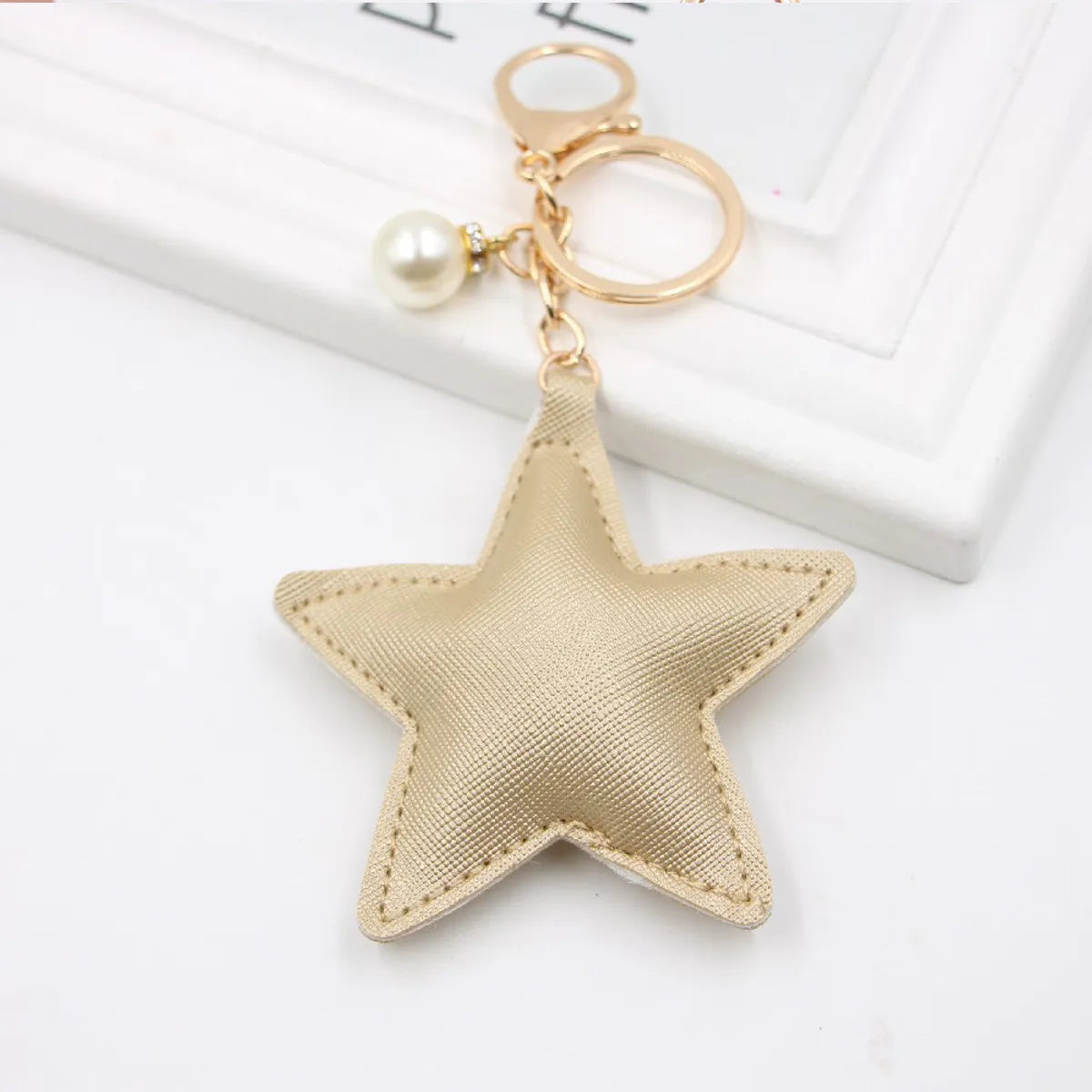 1 Piece Fashion Star Pu Leather Plating Bag Pendant Keychain