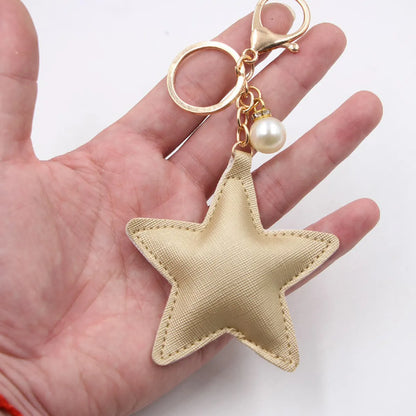 1 Piece Fashion Star Pu Leather Plating Bag Pendant Keychain