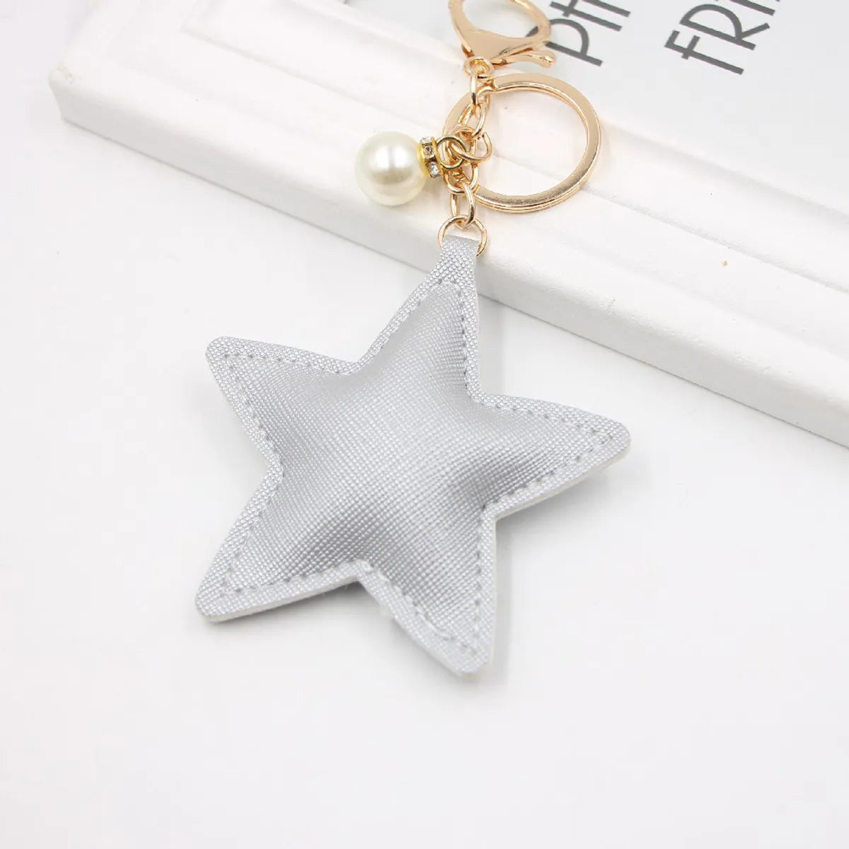 1 Piece Fashion Star Pu Leather Plating Bag Pendant Keychain