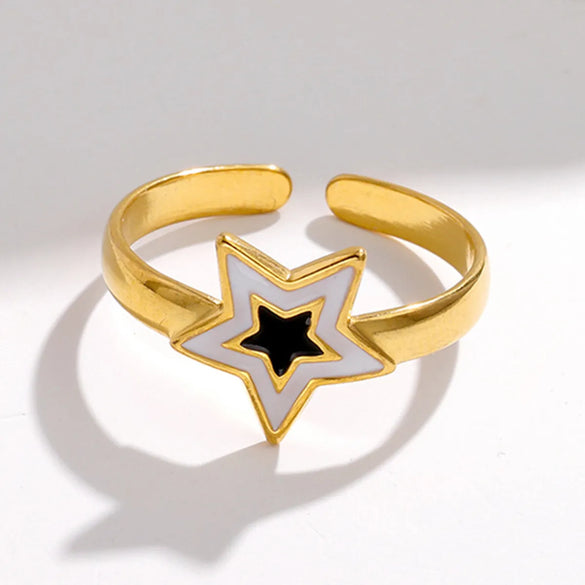 1 Piece Fashion Star Stainless Steel Plating Open Ring