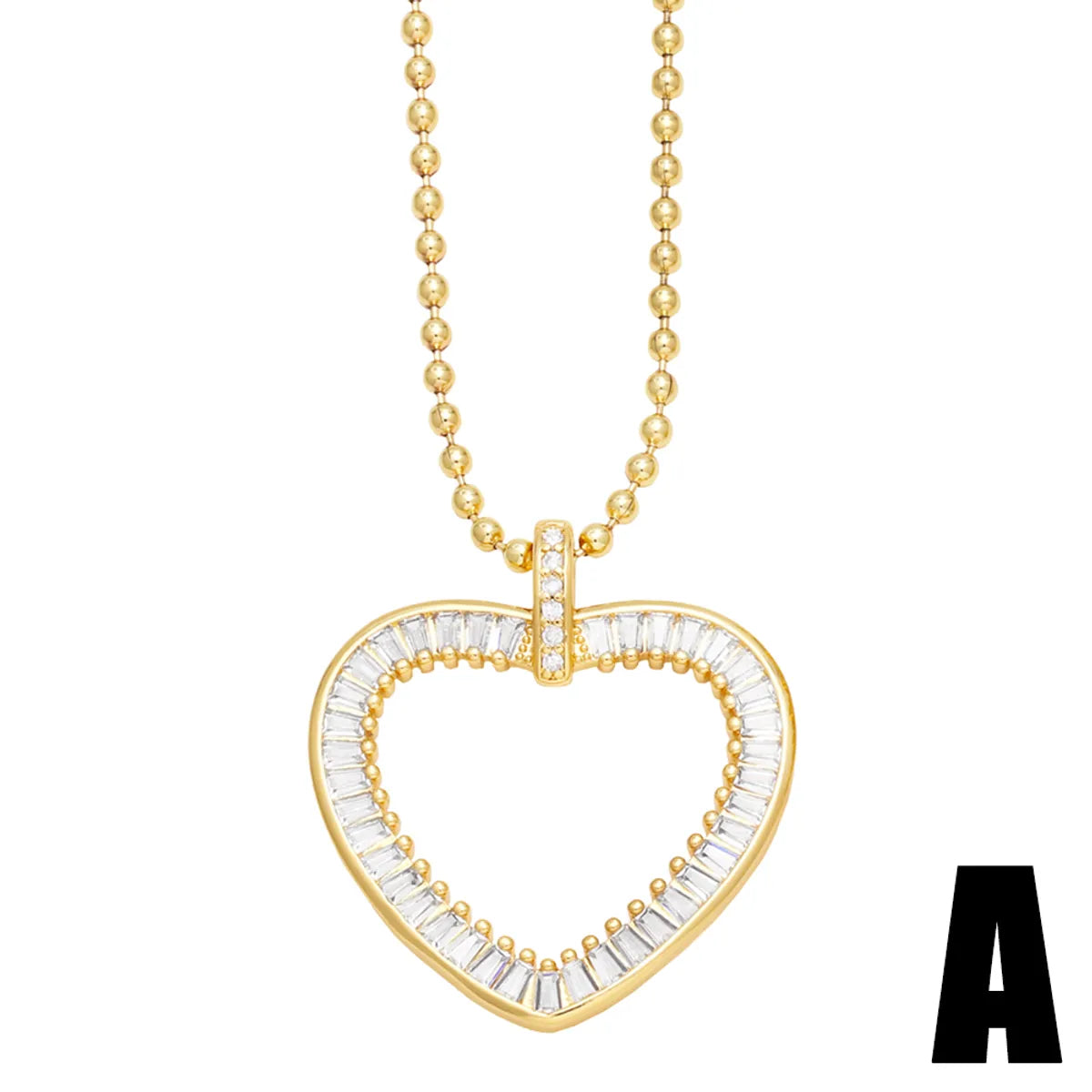 Fashion Virgin Mary Heart Shape Copper 18k Gold Plated Zircon Pendant Necklace In Bulk