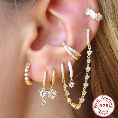 1 Piece Fashion Water Droplets Flower Sterling Silver Plating Zircon Drop Earrings