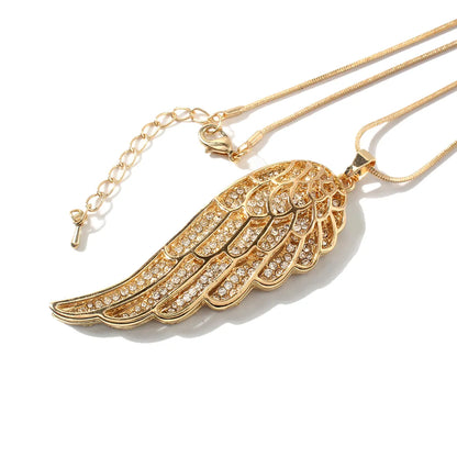 1 Piece Fashion Wings Stainless Steel Plating Rhinestones Pendant Necklace