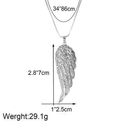 1 Piece Fashion Wings Stainless Steel Plating Rhinestones Pendant Necklace