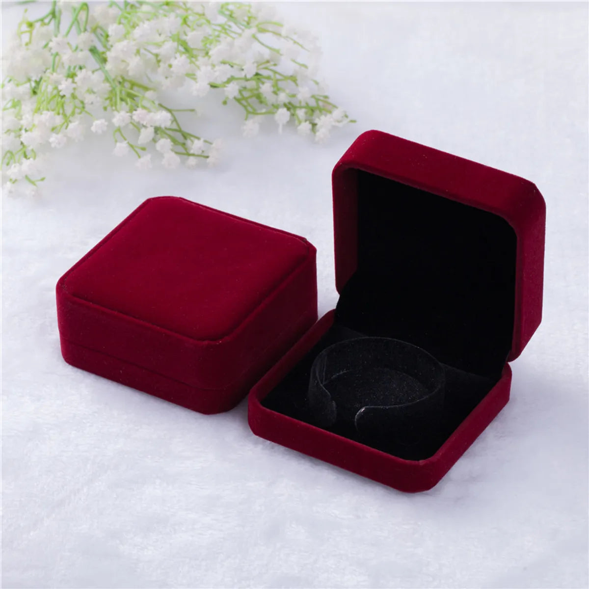 1 Piece Flannel Elegant Simple Style Daily Date Solid Color Jewelry Boxes