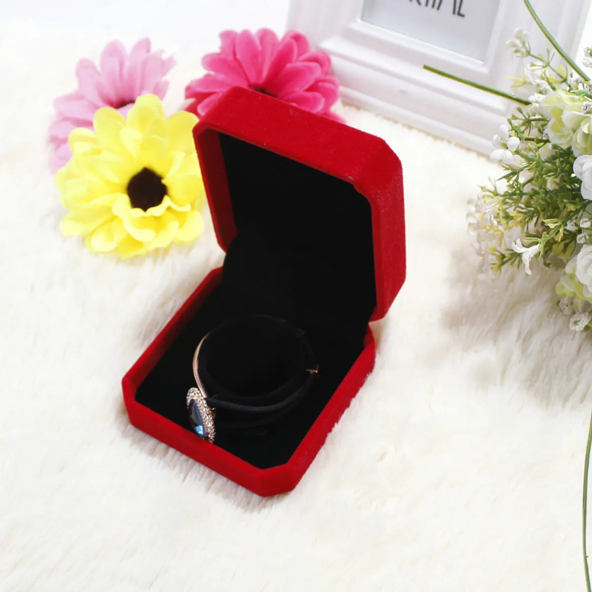 1 Piece Flocking Elegant Simple Style Daily Date Solid Color Jewelry Boxes