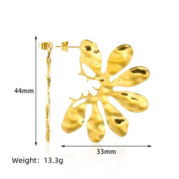 1 Piece French Style Modern Style Heart Shape Flower 304 Stainless Steel 18K Gold Plated Ear Studs