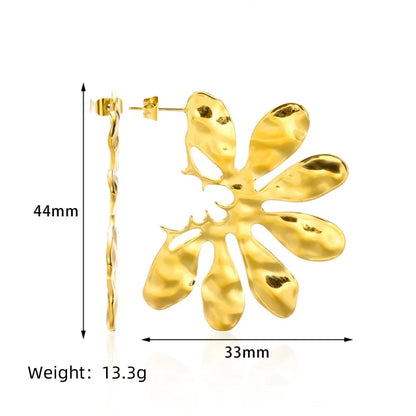 1 Piece French Style Modern Style Heart Shape Flower 304 Stainless Steel 18K Gold Plated Ear Studs