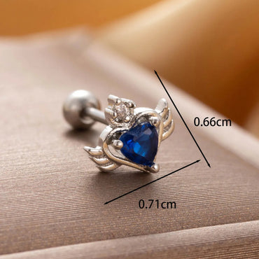 1 Piece French Style Simple Style Geometric Heart Shape Inlay Copper Zircon Ear Studs