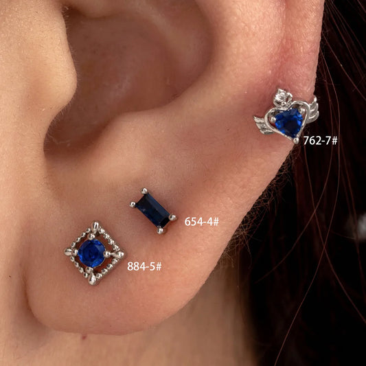 1 Piece French Style Simple Style Geometric Heart Shape Inlay Copper Zircon Ear Studs