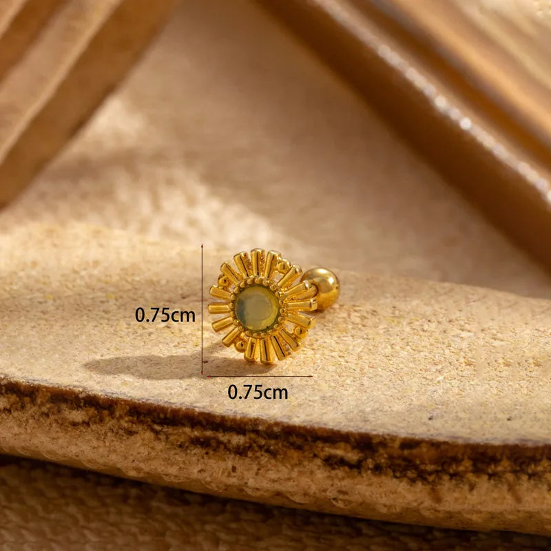 1 Piece French Style Simple Style Korean Style Eye Flower Rhombus Enamel Inlay Copper Zircon Earrings