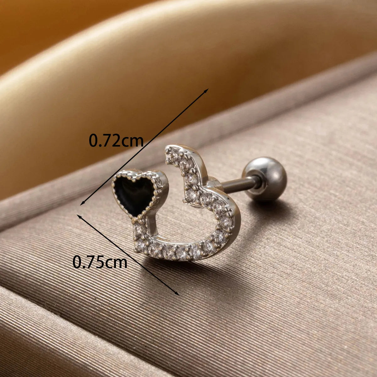 1 Piece French Style Simple Style Korean Style Round Heart Shape Inlay Stainless Steel Zircon Ear Cuffs Earrings Ear Studs