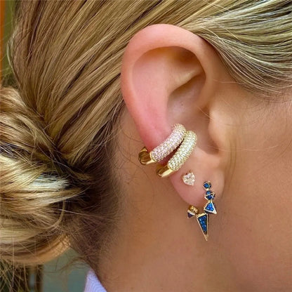 1 Piece Glam C Shape Inlay Copper Zircon Ear Clips