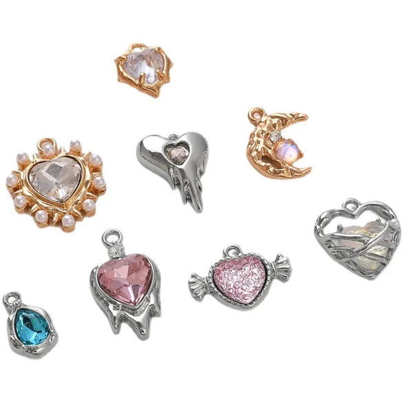 1 Piece Glass Copper Heart Shape Pendant