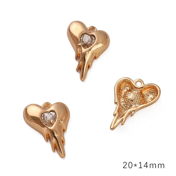 1 Piece Glass Copper Heart Shape Pendant