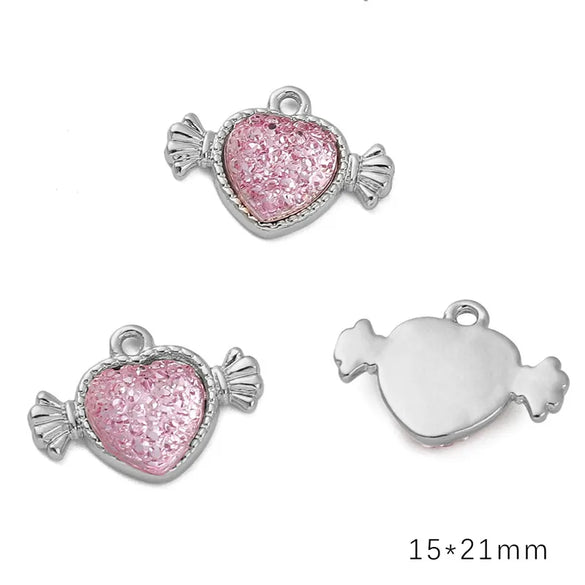 1 Piece Glass Copper Heart Shape Pendant