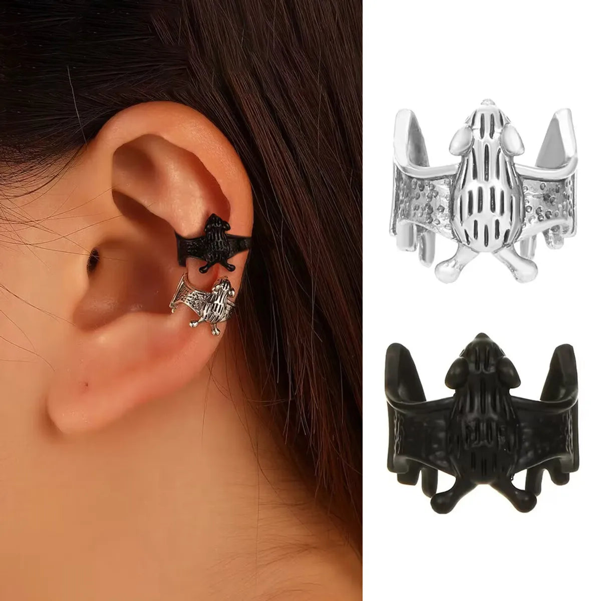 1 Piece Gothic Bat Copper Plating 14k Gold Plated Ear Clips