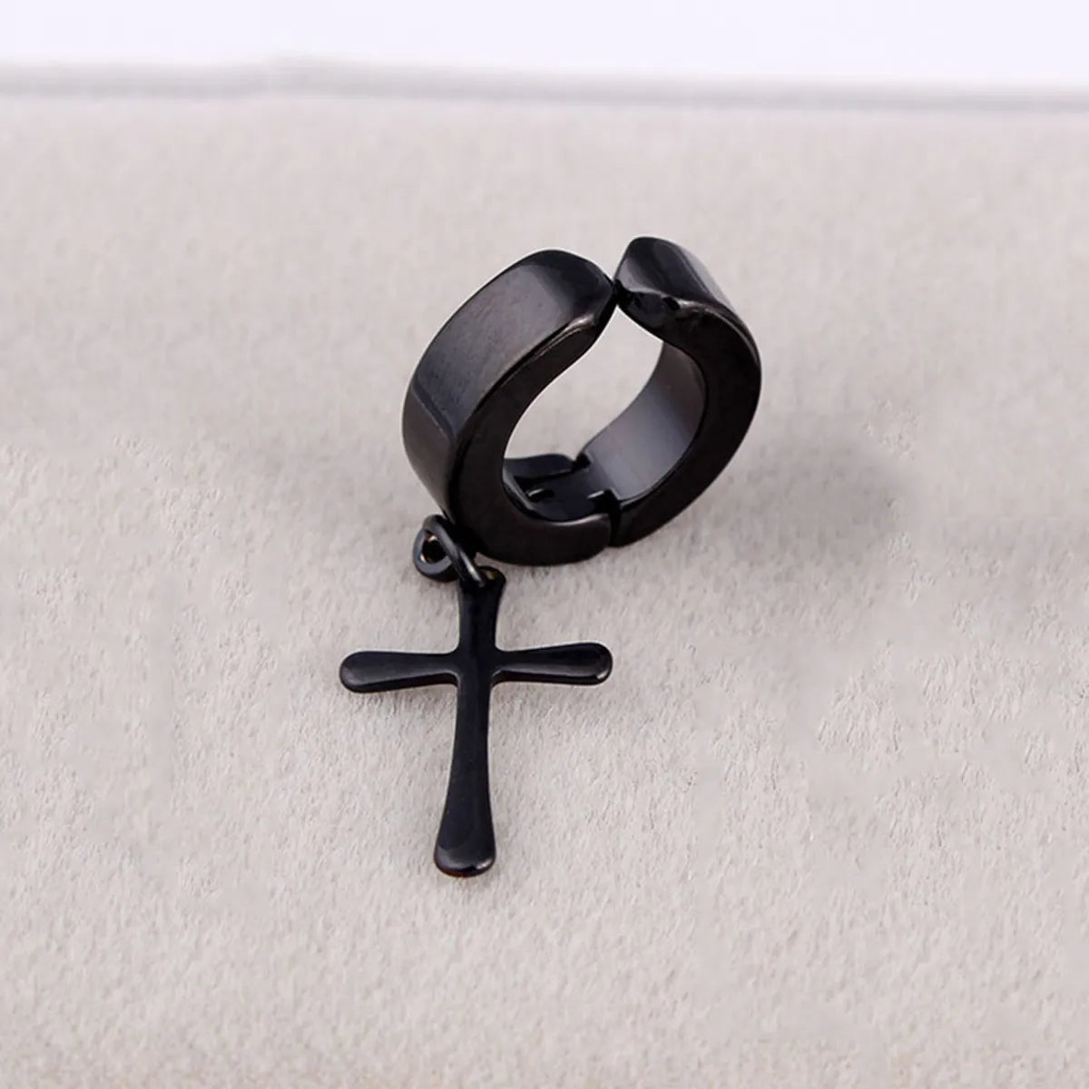 1 Piece Gothic Hip-Hop Punk Cross Plating 304 Stainless Steel Black Plated Drop Earrings